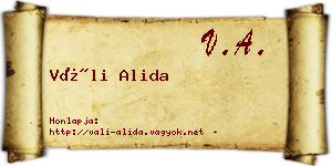 Váli Alida névjegykártya